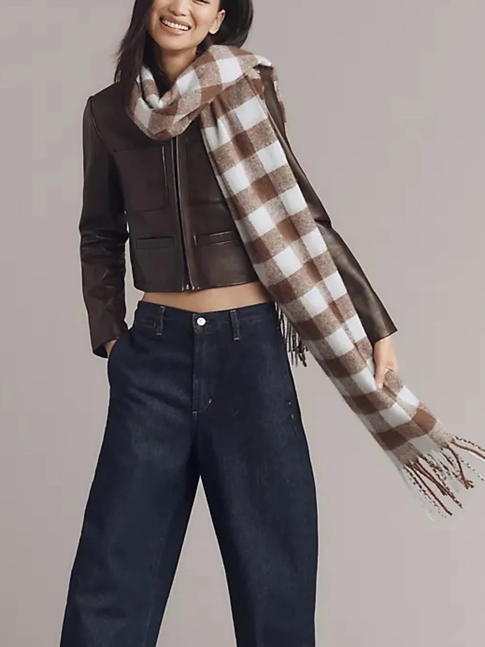 NWOT Anthropologie Maeve Brushed Gingham Scarf